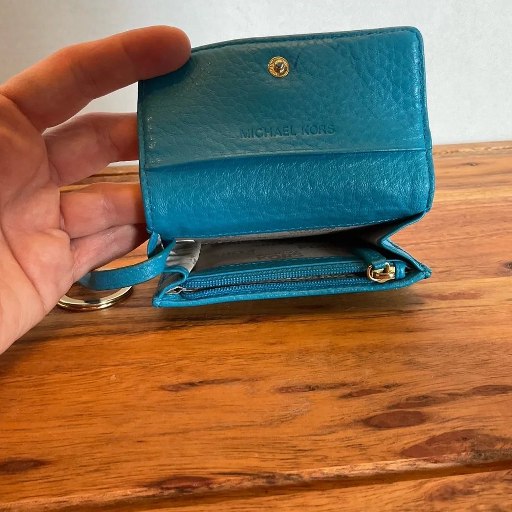 Michael Kors Blue Leather Wallet key chain